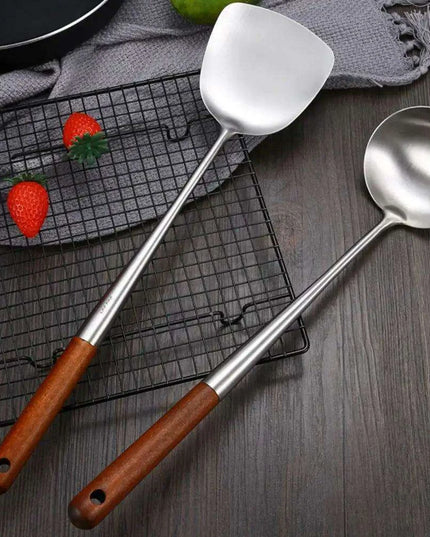 Stainless Steel Wok Spatula and Ladle Kitchen Utensil Set for Cooking