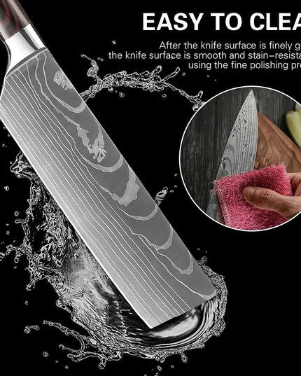Exquisite Damascus Steel Chef Knife Collection - 1-10Pcs Japanese Santoku and Utility Knives for Culinary Excellence