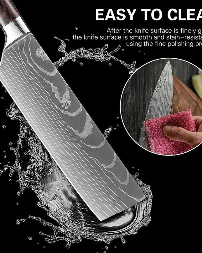Exquisite Damascus Steel Chef Knife Collection - 1-10Pcs Japanese Santoku and Utility Knives for Culinary Excellence