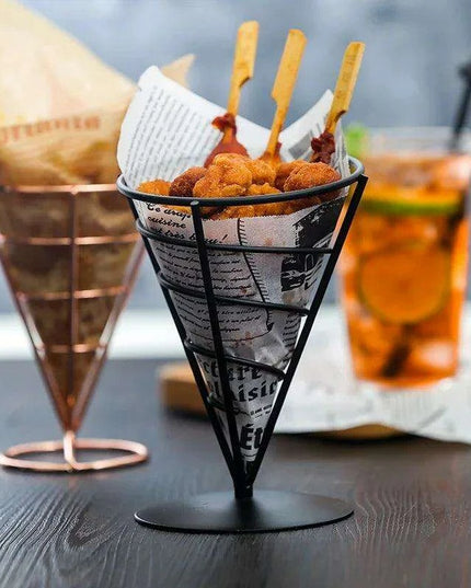 Stainless Steel Snack and Fry Holder with Sauce Cup - Your Ultimate Snacking Companion