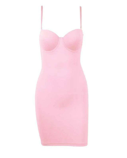 Chic Empire Waist Underwire Slip Dress in Black & Nude