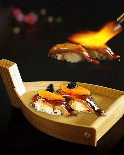 Chic Wooden Sushi Serving Tray - Artistic Dishware for Asian Culinary Experiences