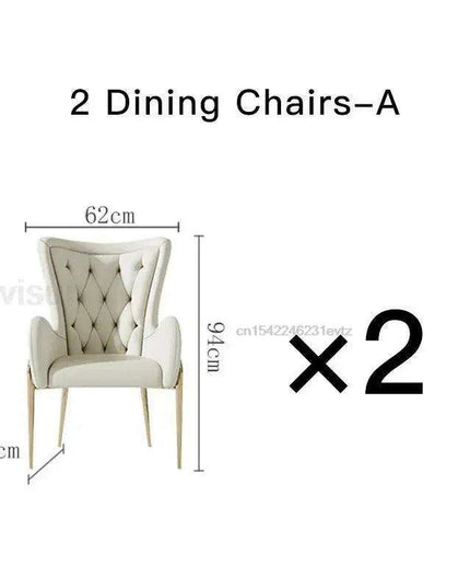 Exquisite Italian-Inspired White Marble Dining Set with Sleek Stainless Steel Chairs - Limited Edition