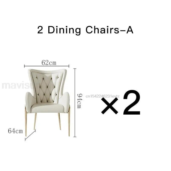 Exquisite Italian-Inspired White Marble Dining Set with Sleek Stainless Steel Chairs - Limited Edition