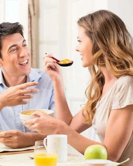 Sleek Anti-Shock Porcelain Spoon Set for Rice, Dumplings, and Porridge - Modern Kitchen Cutlery in Bold Red and Black