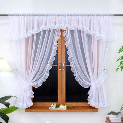 European Minimalist White Sheer Curtain — Pleated Tape, 2 Sizes