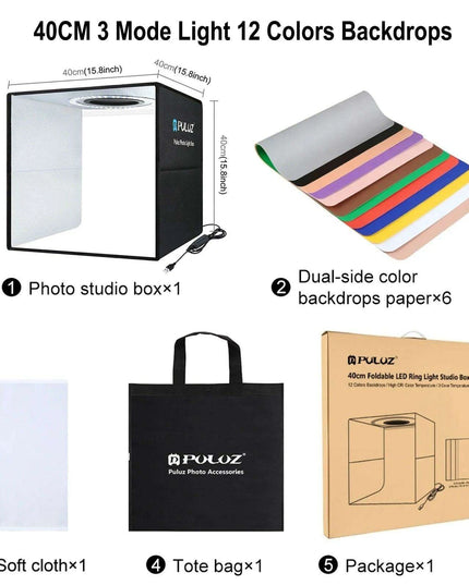 Portable Photography Softbox Studio Kit with Four Vibrant Backdrops