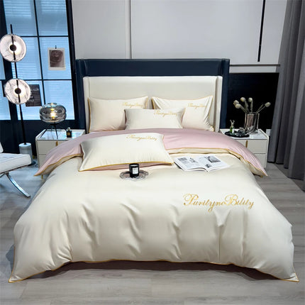Monnom 100% Egyptian Cotton Duvet Cover Set - 3pcs, Soft & Durable