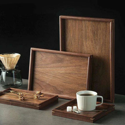 Nordic Elegance Black Walnut Serving Tray - Perfect for Hosting Teas and Fruits