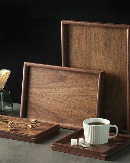 Nordic Elegance Black Walnut Serving Tray - Perfect for Hosting Teas and Fruits