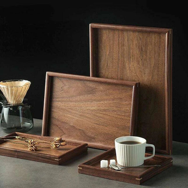 Nordic Elegance Black Walnut Serving Tray - Perfect for Hosting Teas and Fruits