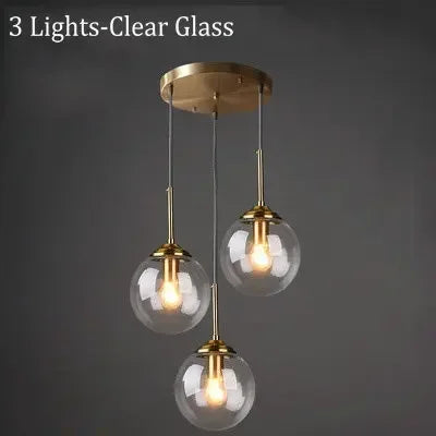 Glass Pendant Lamp — Amber, Smoke Gray & Clear, E27, 1 or 3 Light