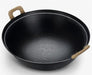 Handcrafted Cast Iron Wok with Lid - Round Bottom Non-Stick Pot for Kitchen Cooking
