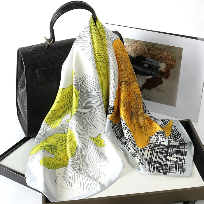Elegance Unveiled: Women's Silky Polyester Satin Hijab Scarf - 70x70cm Square Shawl