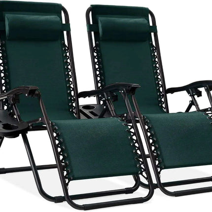 Luxury Zero Gravity Lounge Chairs Set with Accessories in Elegant Black