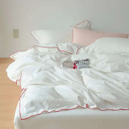 Mint Green Washed Cotton 4-Piece Bedding Set - Chic Duvet Cover for Dorm Rooms and Student Living