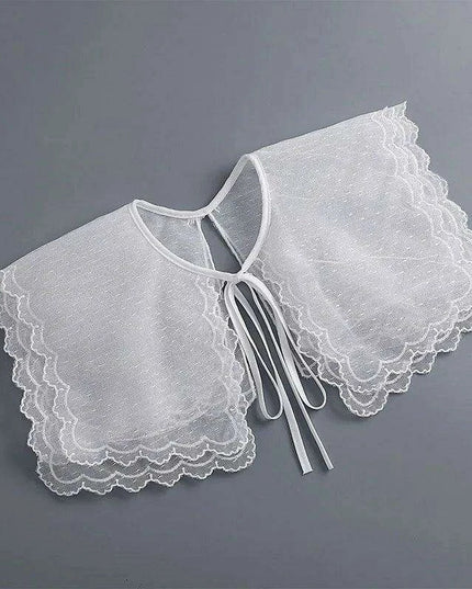 Embroidered Lace Detachable Collar for Women - Elegant White Shawl Accessory
