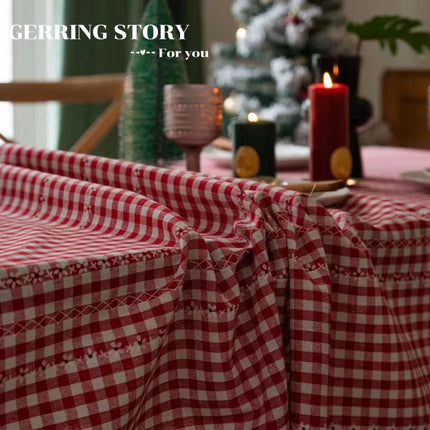 Red Christmas Tablecloths For Events And Weddings Plaid Cotton Polyester Blend