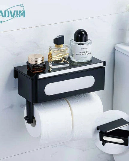 Wall-Mounted Rotating Tissue Paper Holder with Built-in Storage Organizer