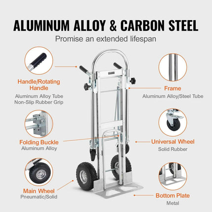 Versatile Heavy-Duty Aluminum Folding Dolly Cart - Ultimate Transport Solution for Industrial and Retail Use