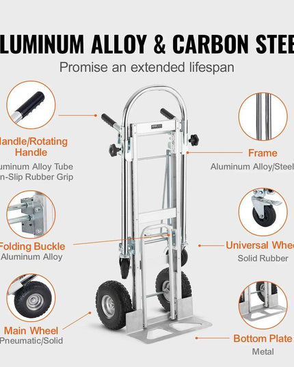Versatile Heavy-Duty Aluminum Folding Dolly Cart - Ultimate Transport Solution for Industrial and Retail Use