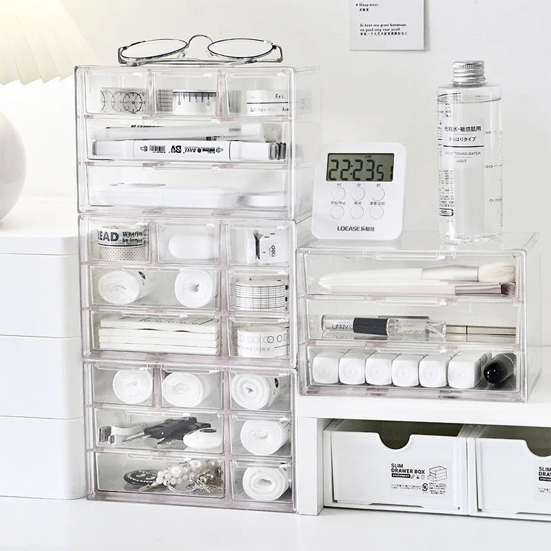 Clear Acrylic Desktop Organizer - Stylish Storage Solution for Home and Office