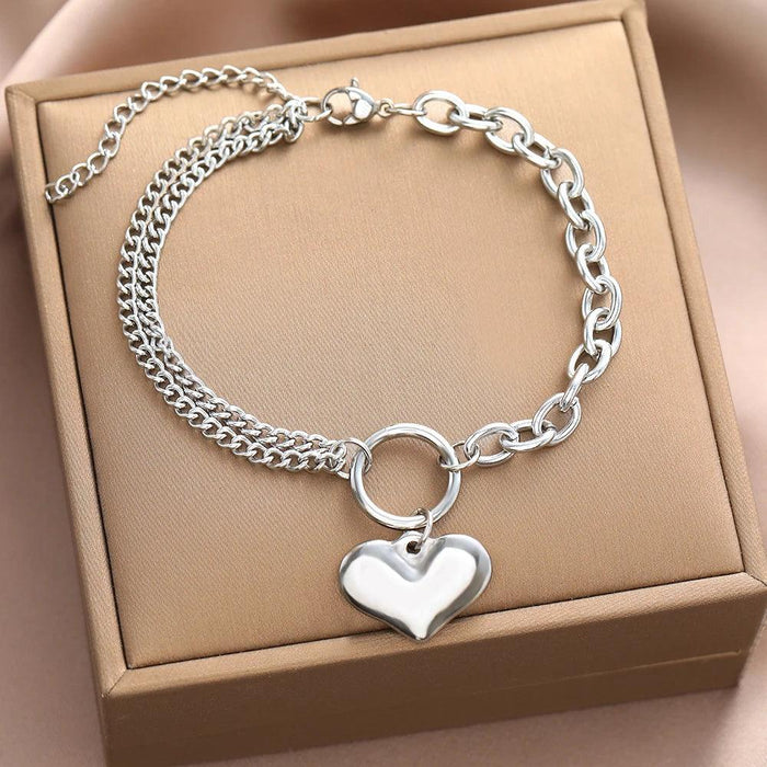Baroque Gothic Heart Stainless Steel Couple Bracelets - Timeless Love Tokens for Him and Her