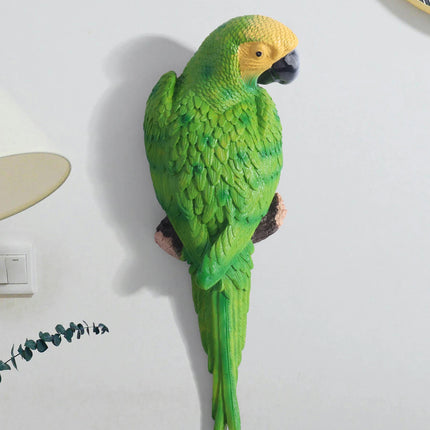 Shop1102962948 Lifelike Wall-Mounted Parrot Sculpture for Garden Decor