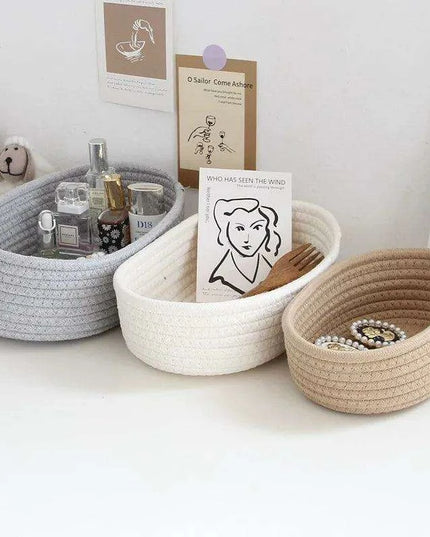 Scandinavian-Style Cotton Rope Desktop Storage Baskets - Chic Organization Solutions
