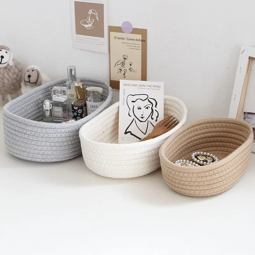 Stylish Nordic Cotton Rope Storage Baskets - Versatile Desk Organizers