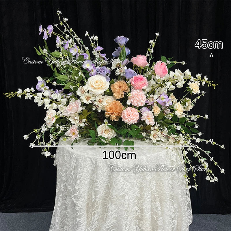 Silk Rose Flower Row Table Centrepiece