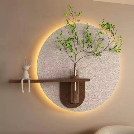 Mural Lamp Store 3D Luminous Green Plant Sandstone Painting for Living