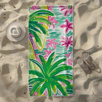 A20MaoX Blue Tone Palm Tree Beach Towel - Soft Quick-Dry Microfiber
