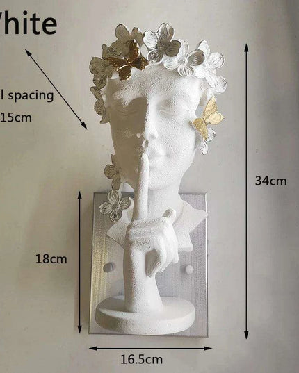 Nordic Girl Artistic LED Resin Wall Light - Vintage Home Accent