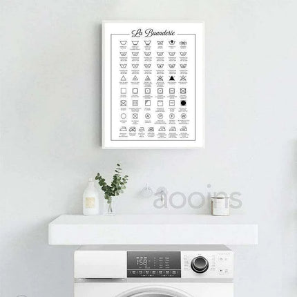 Scandinavian Chic Monochrome Canvas Art for Laundry Room Aesthetics - Très Elite