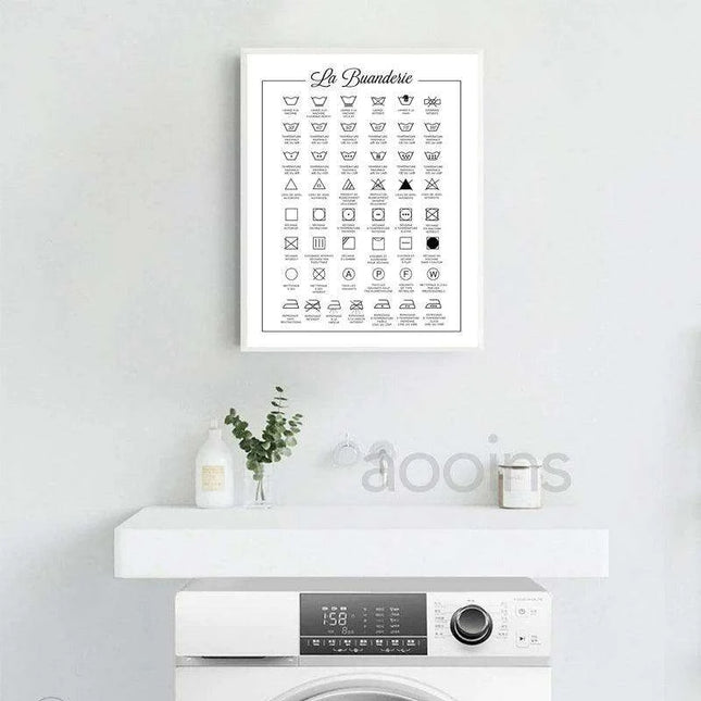 Scandinavian Chic Monochrome Canvas Art for Laundry Room Aesthetics