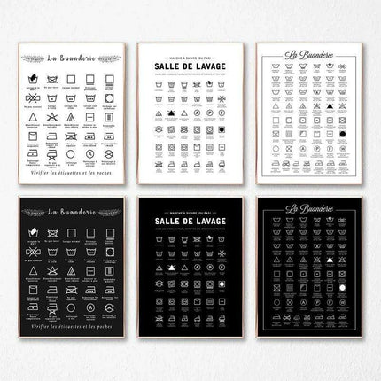 Scandinavian Chic Monochrome Canvas Art for Laundry Room Aesthetics - Très Elite