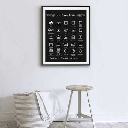 Scandinavian Chic Monochrome Canvas Art for Laundry Room Aesthetics - Très Elite