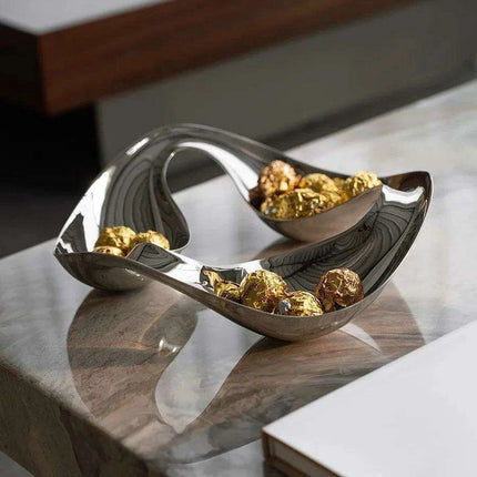 Scandinavian-Inspired Handcrafted Stainless Steel Snack Bowl and Serving Tray for Desserts and Condiments - Très Elite