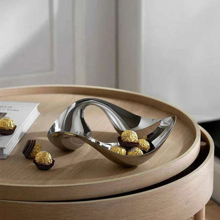 Scandinavian-Inspired Handcrafted Stainless Steel Snack Bowl and Serving Tray for Desserts and Condiments - Très Elite