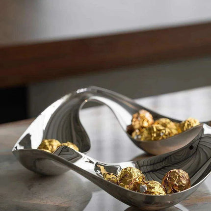 Scandinavian-Inspired Handcrafted Stainless Steel Snack Bowl and Serving Tray for Desserts and Condiments - Très Elite