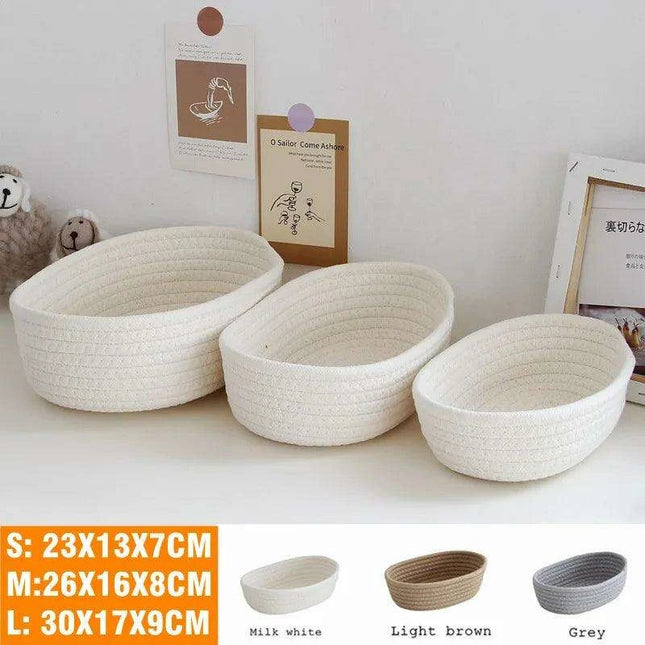 Scandinavian-Style Cotton Rope Desktop Storage Baskets - Chic Organization Solutions