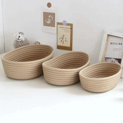 Scandinavian-Style Cotton Rope Desktop Storage Baskets - Chic Organization Solutions - Très Elite