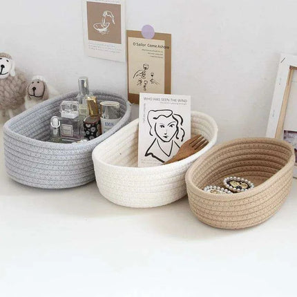 Scandinavian-Style Cotton Rope Desktop Storage Baskets - Chic Organization Solutions - Très Elite