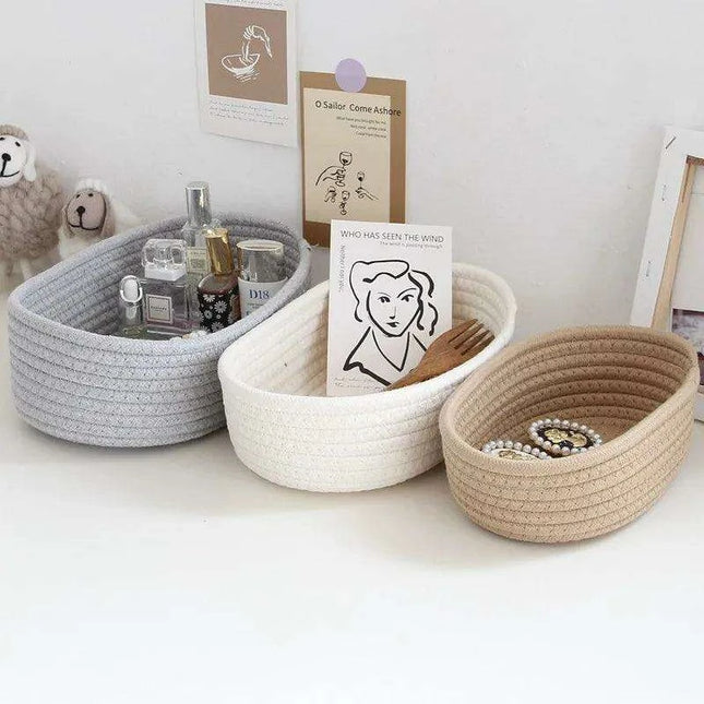 Scandinavian-Style Cotton Rope Desktop Storage Baskets - Chic Organization Solutions