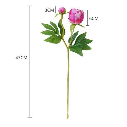 Artificial Peony Stem with Bloom & Bud, 47 cm