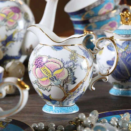 Elegant 5-Piece European Bone China Tea and Coffee Serving Set for Afternoon Delights