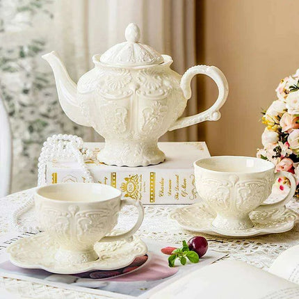 Elegant Palace Relief Ceramic Tea and Coffee Collection for Discerning Connoisseurs
