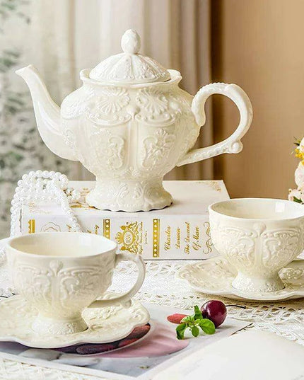 Elegant Palace Relief Ceramic Tea and Coffee Collection for Discerning Connoisseurs