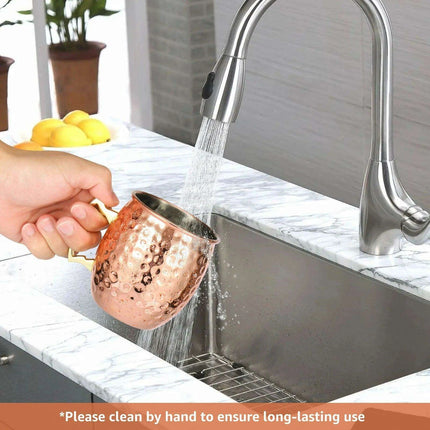 Elegant Rose Gold Handcrafted Moscow Mule Mugs - Premium 16oz Stainless Steel Drinkware